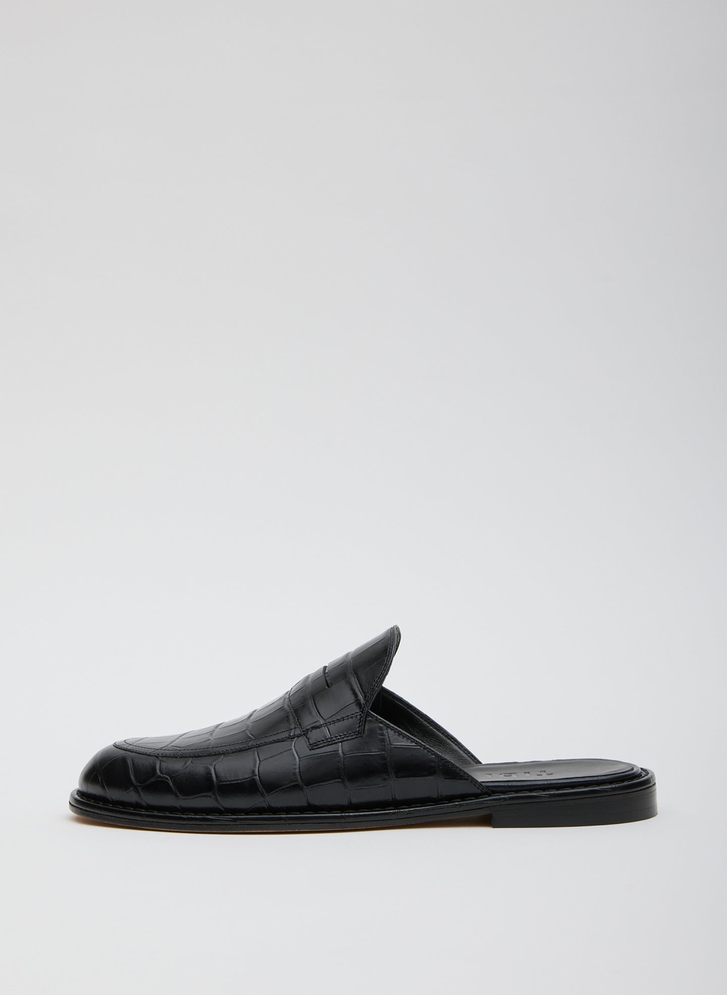 Herbert Slide Crocodile Embossed | Tibi Black