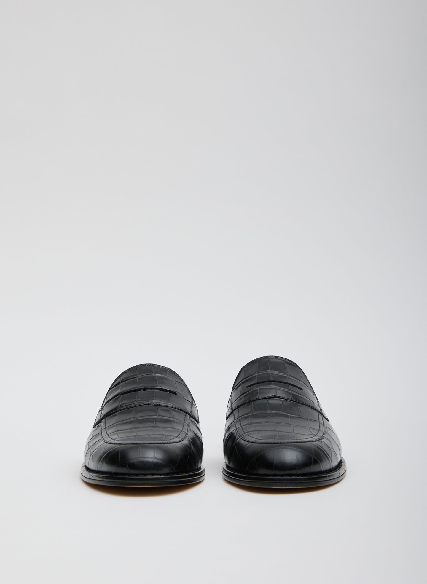 Herbert Slide Crocodile Embossed | Tibi Black