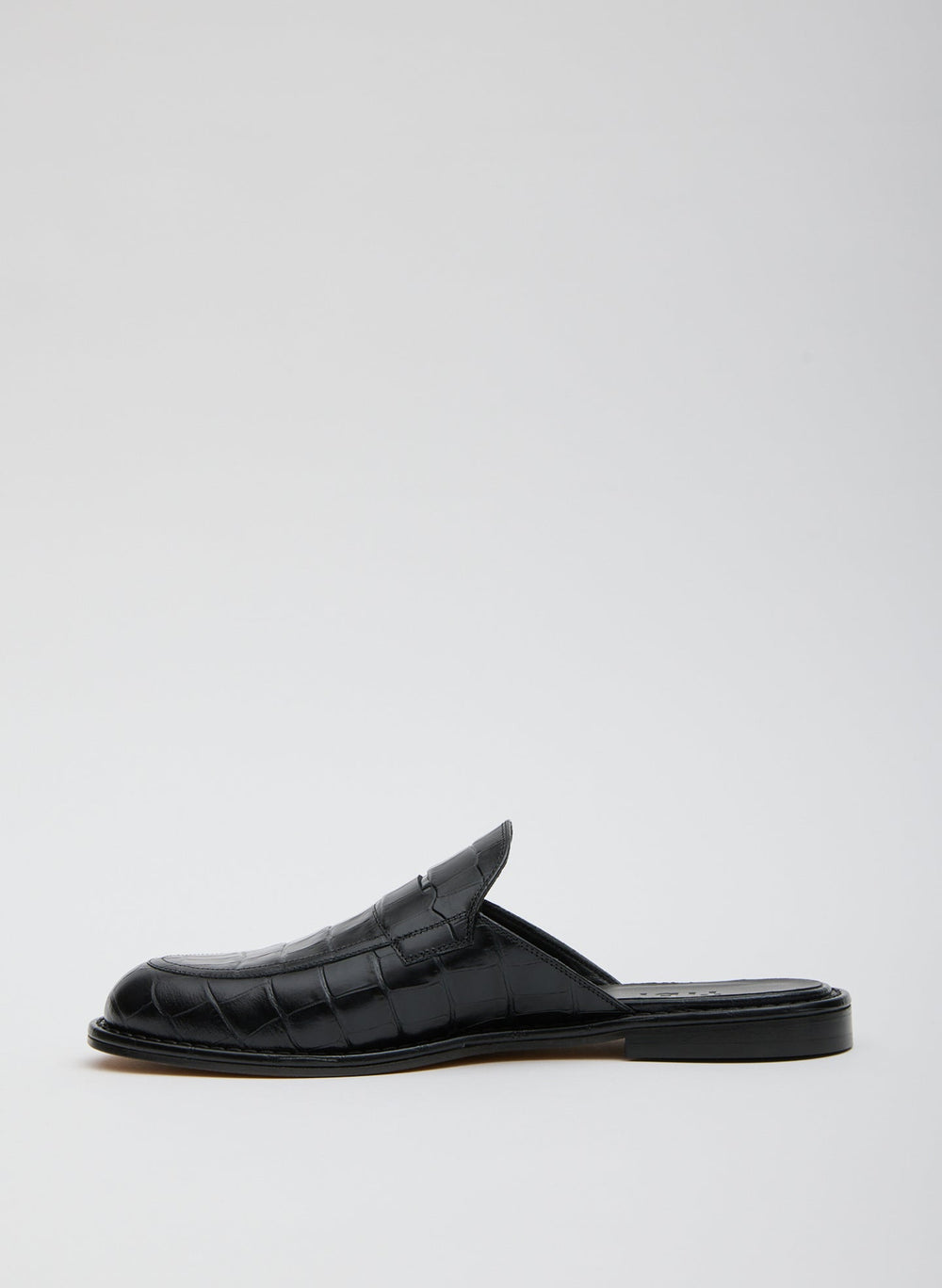 Herbert Slide Crocodile Embossed | Tibi Black