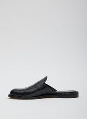 Herbert Slide Crocodile Embossed | Tibi Black