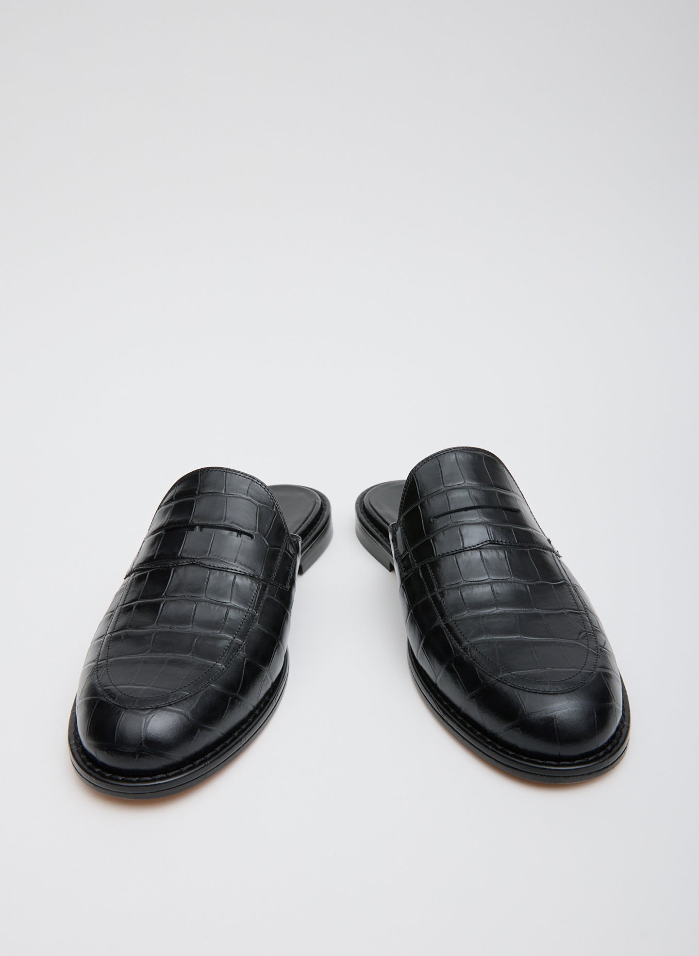 Herbert Slide Crocodile Embossed | Tibi Black