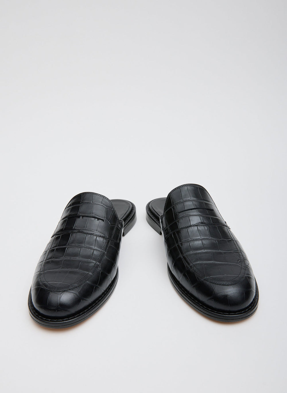 Herbert Slide Crocodile Embossed | Tibi Black