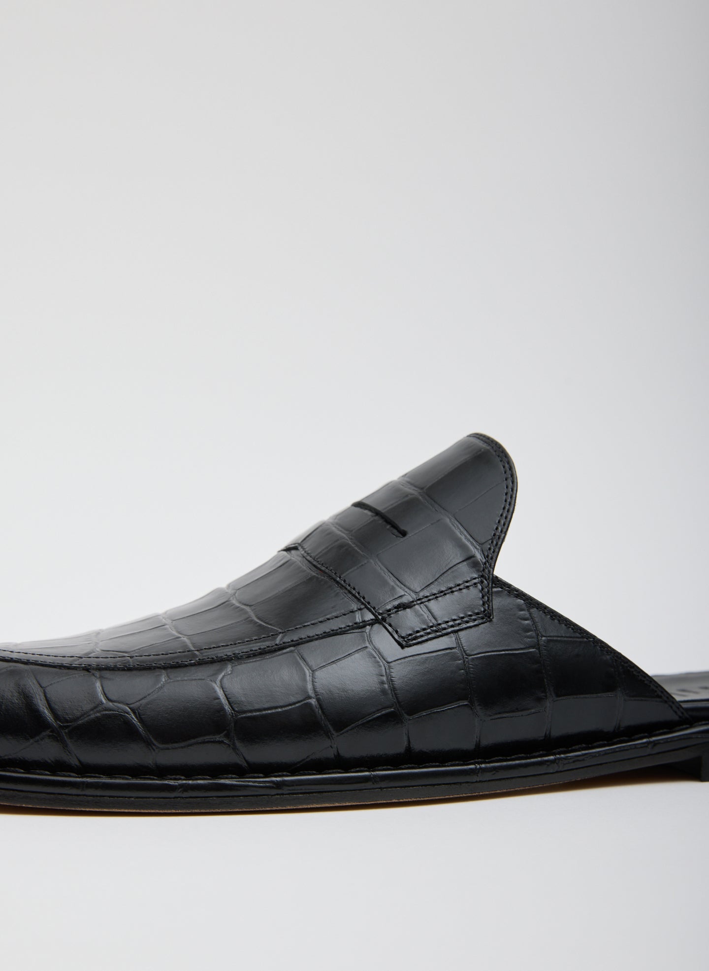 Herbert Slide Crocodile Embossed | Tibi Black