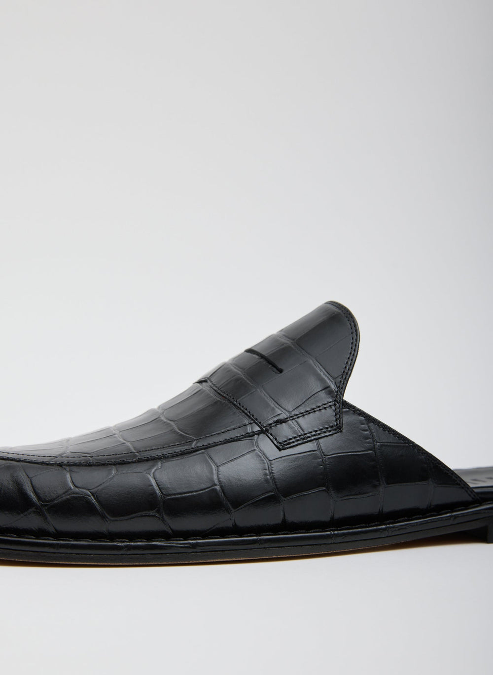 Herbert Slide Crocodile Embossed | Tibi Black