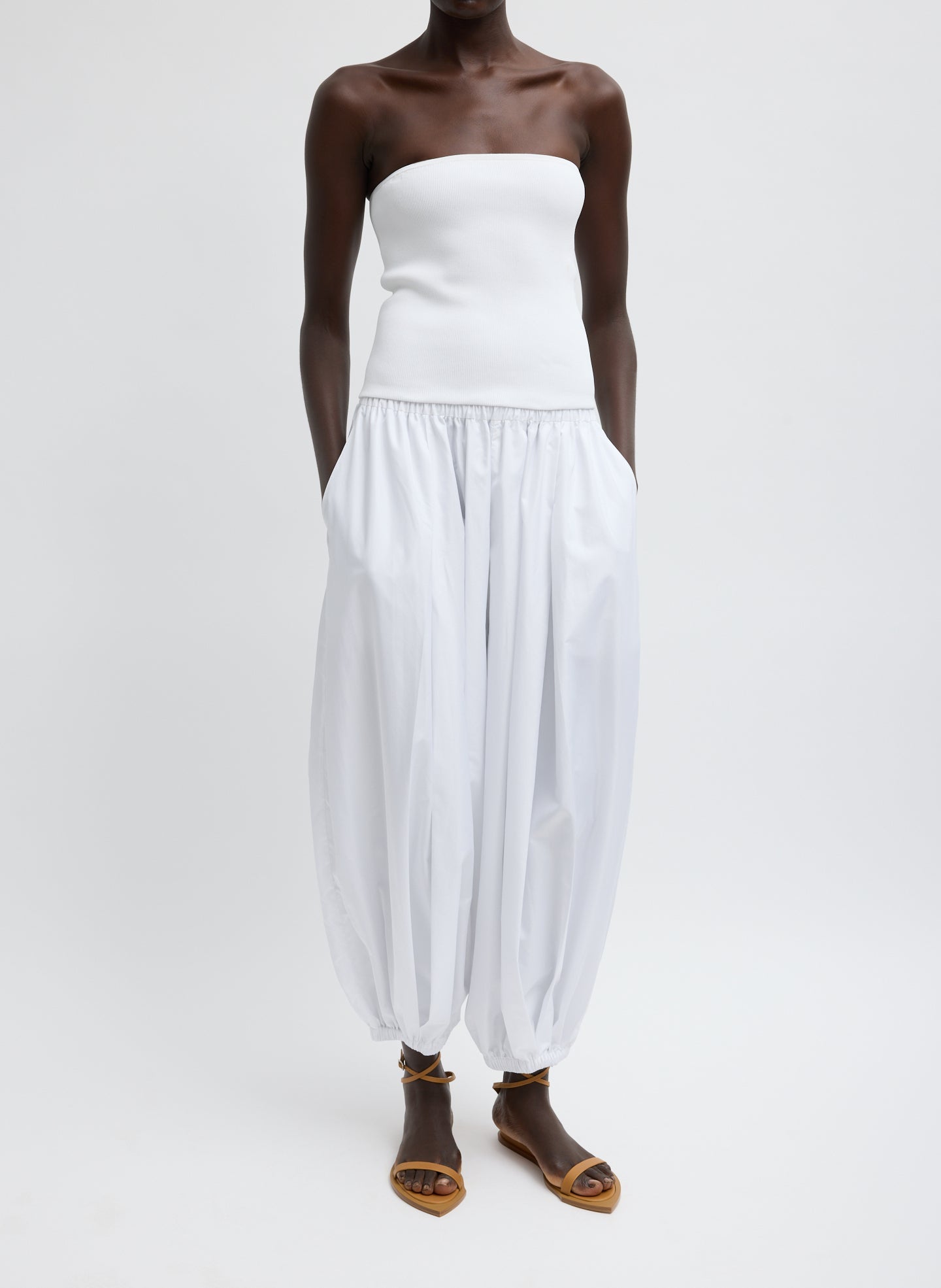 Summer Nylon Zeppelin Pant | Tibi White