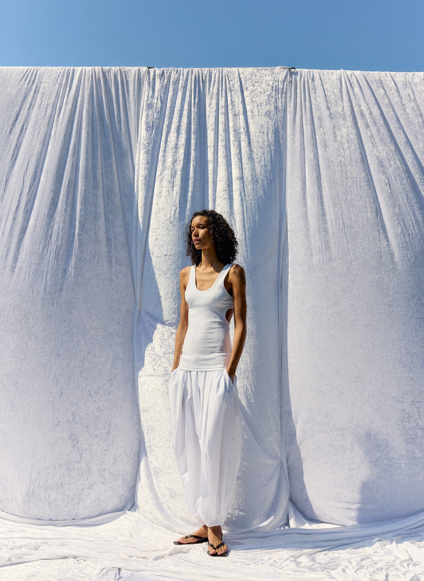 Summer Nylon Zeppelin Pant | Tibi White