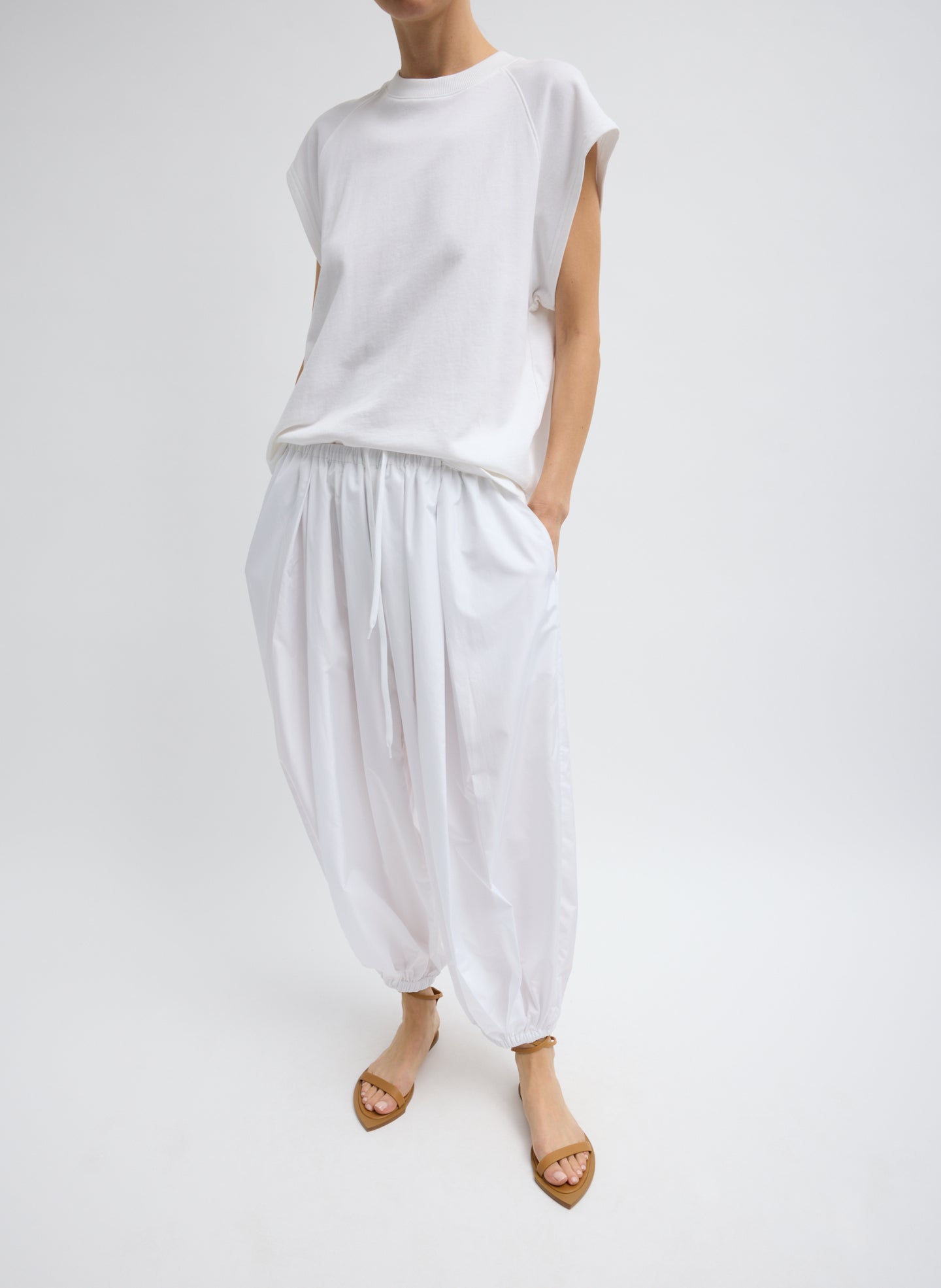 Summer Nylon Zeppelin Pant | Tibi White