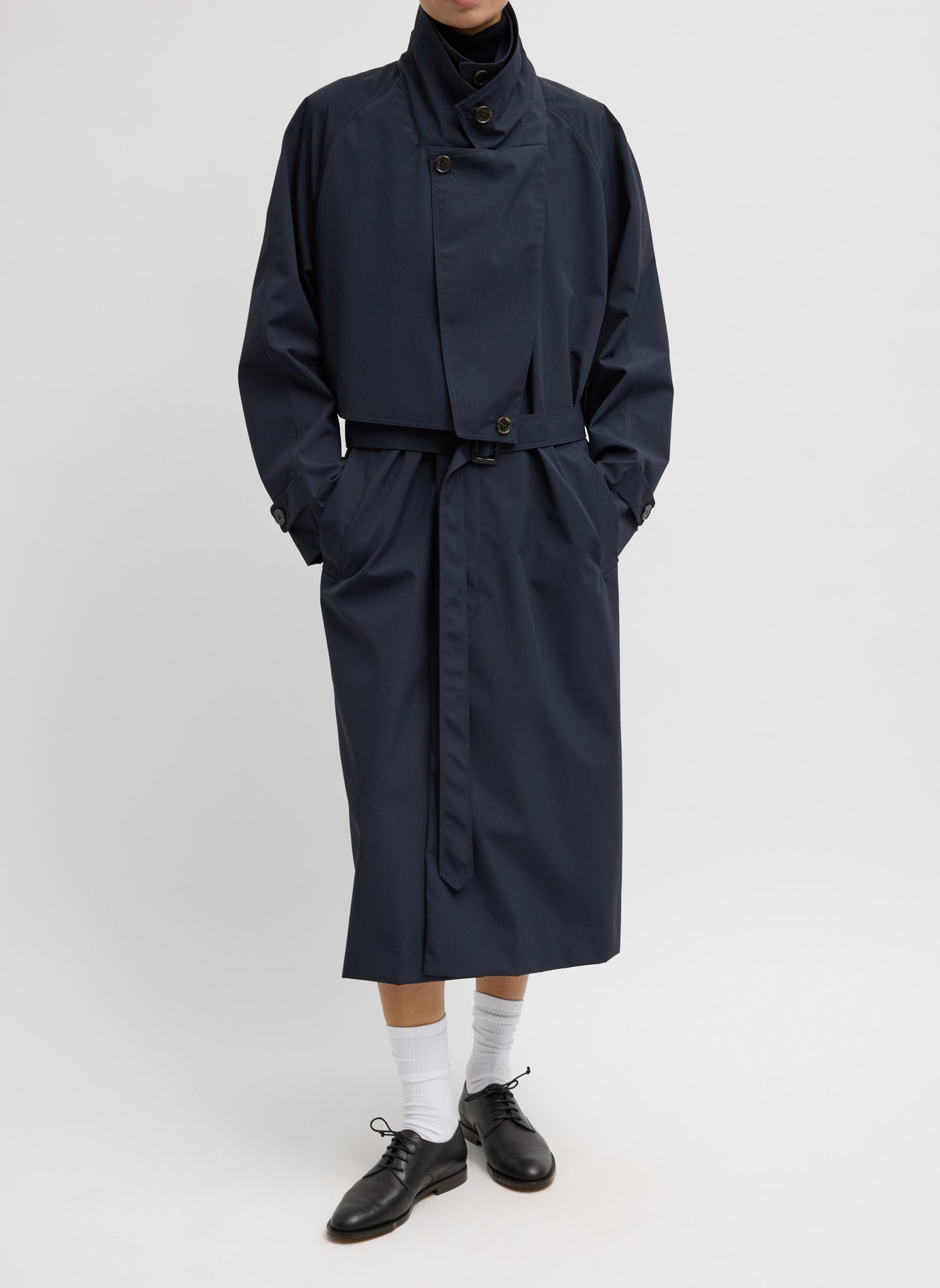 Double Collar Frank Trench | Tibi Navy