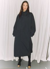 Double Collar Frank Trench | Tibi Navy