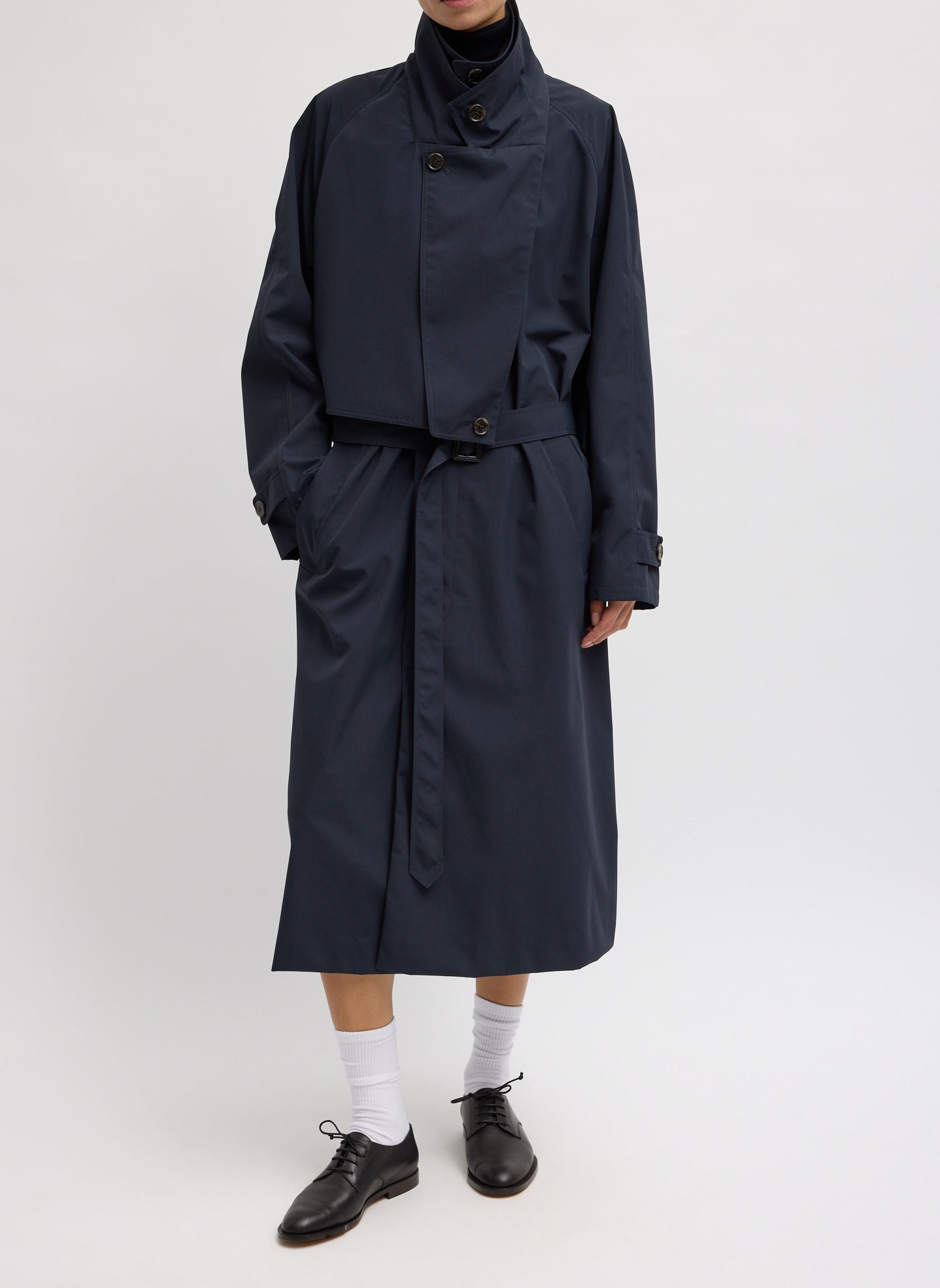 Double Collar Frank Trench | Tibi Navy