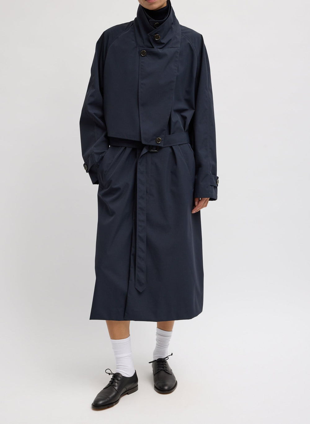 Double Collar Frank Trench | Tibi Navy
