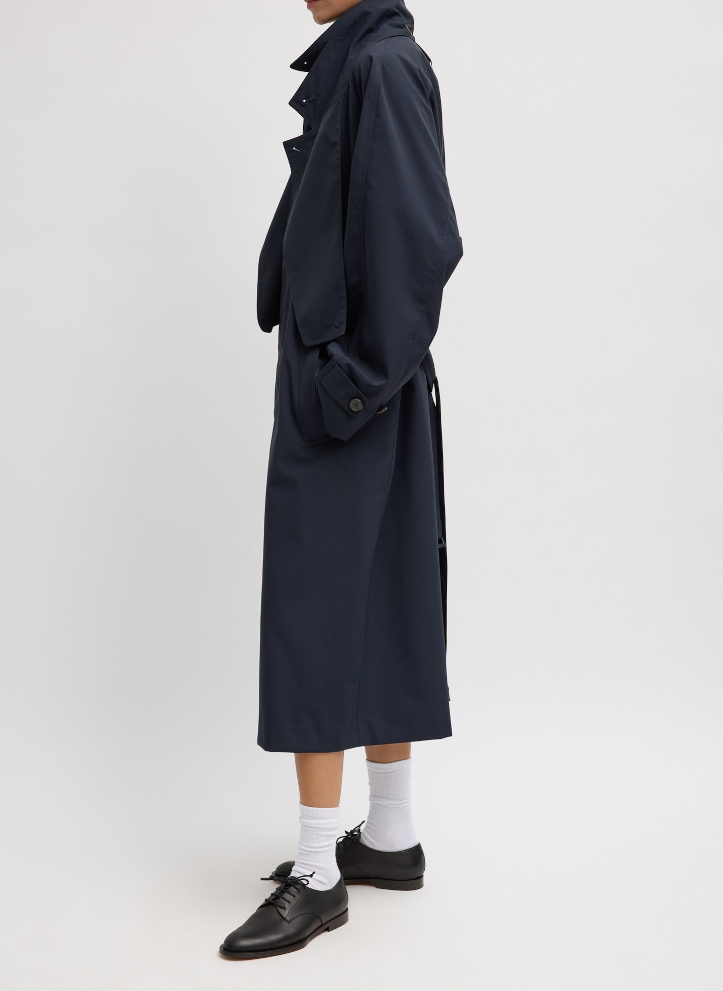 Double Collar Frank Trench | Tibi Navy