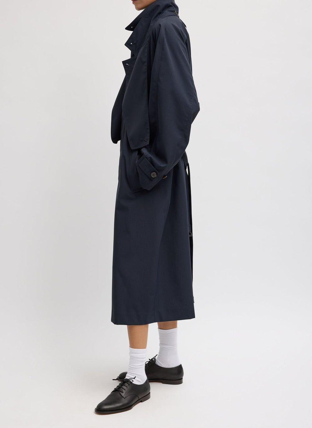 Double Collar Frank Trench | Tibi Navy