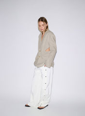 Stretch Linen Viscose Side Cut Blazer | Tibi Sandstone