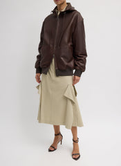Leather Zip Up Hoodie Jacket | Tibi Brown