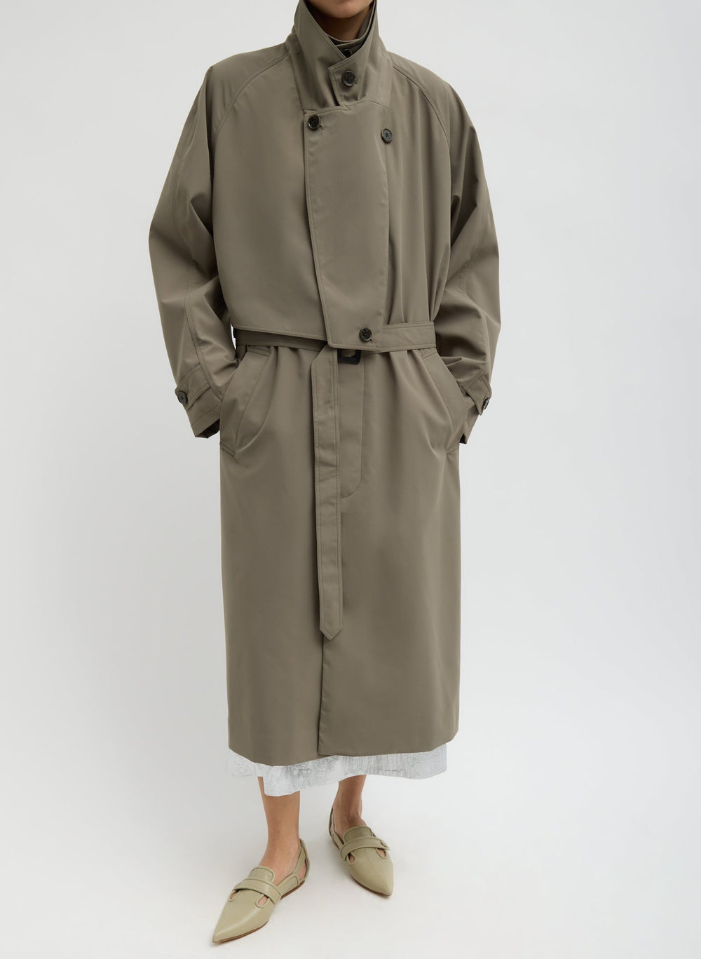 Double Collar Frank Trench | Tibi Dark Hazelnut