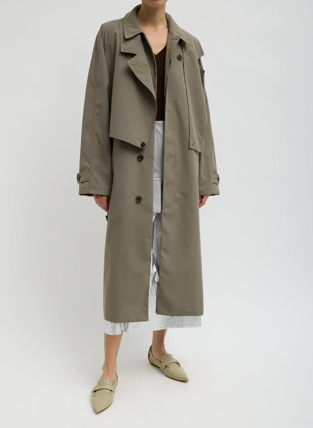 Double Collar Frank Trench | Tibi Dark Hazelnut