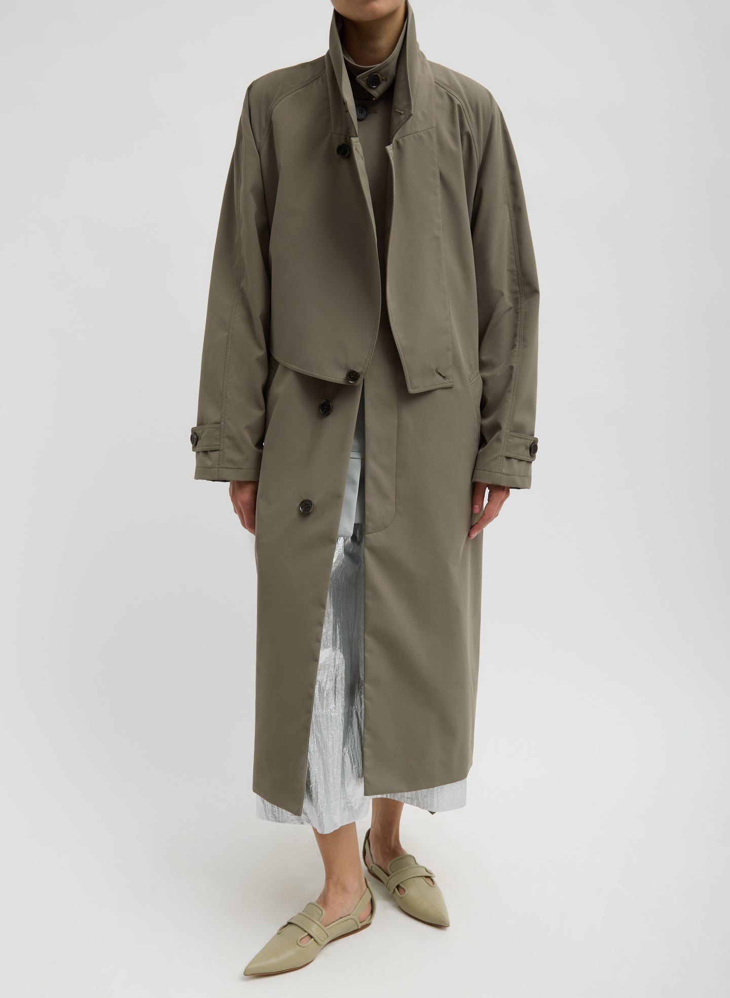 Double Collar Frank Trench | Tibi Dark Hazelnut