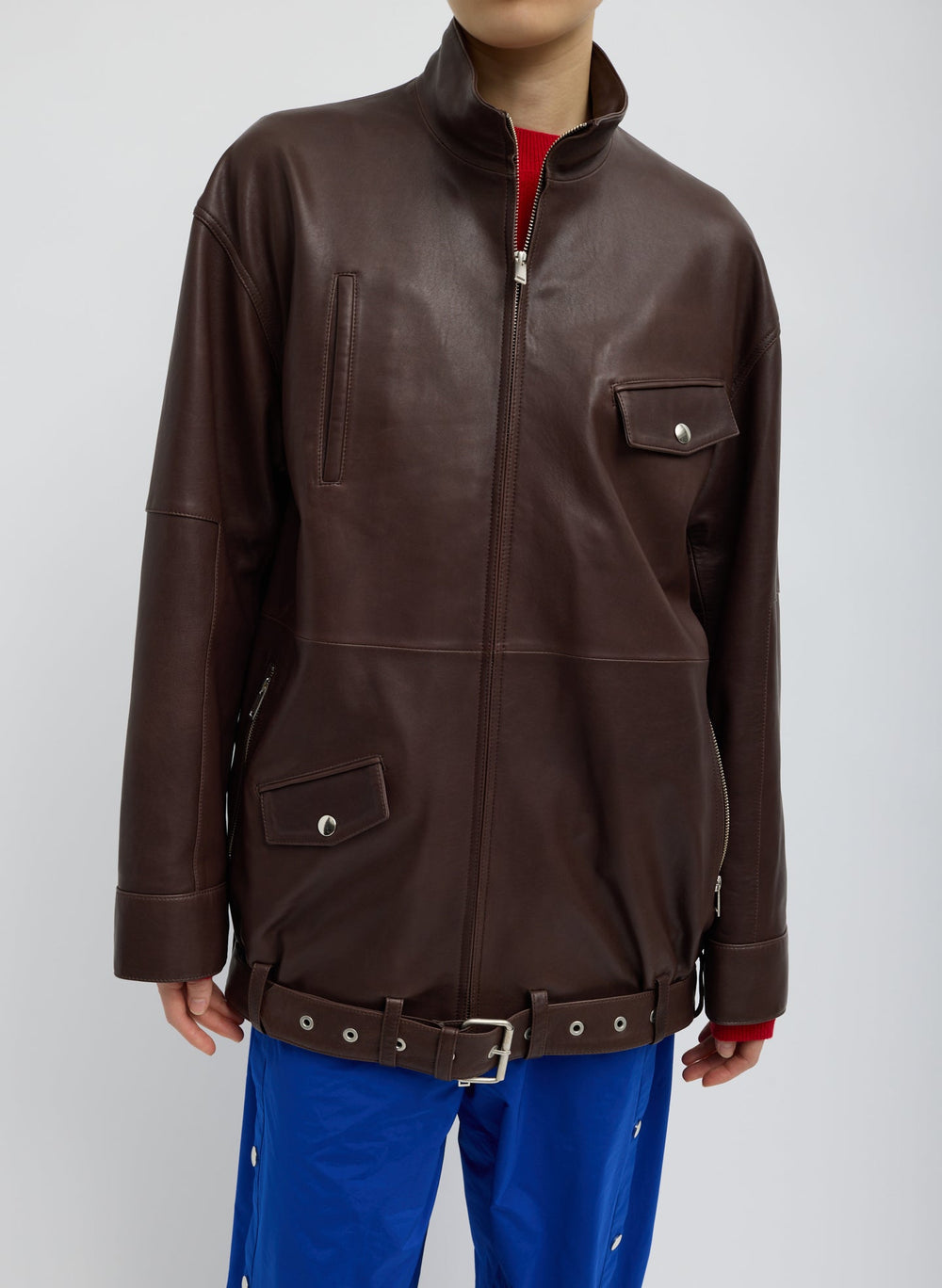 Leather Moto Bomber | Tibi Brown