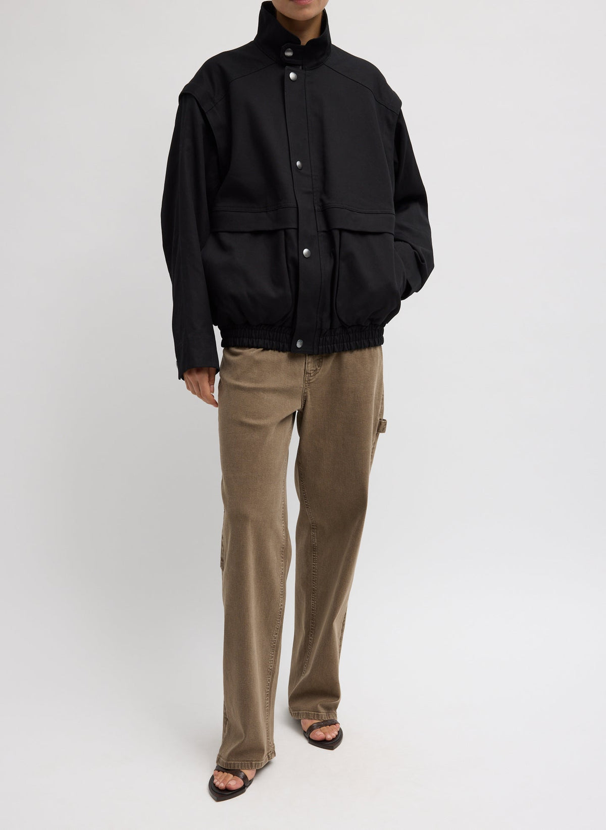 Patchwork Twill Slicker Jacket | Tibi Black