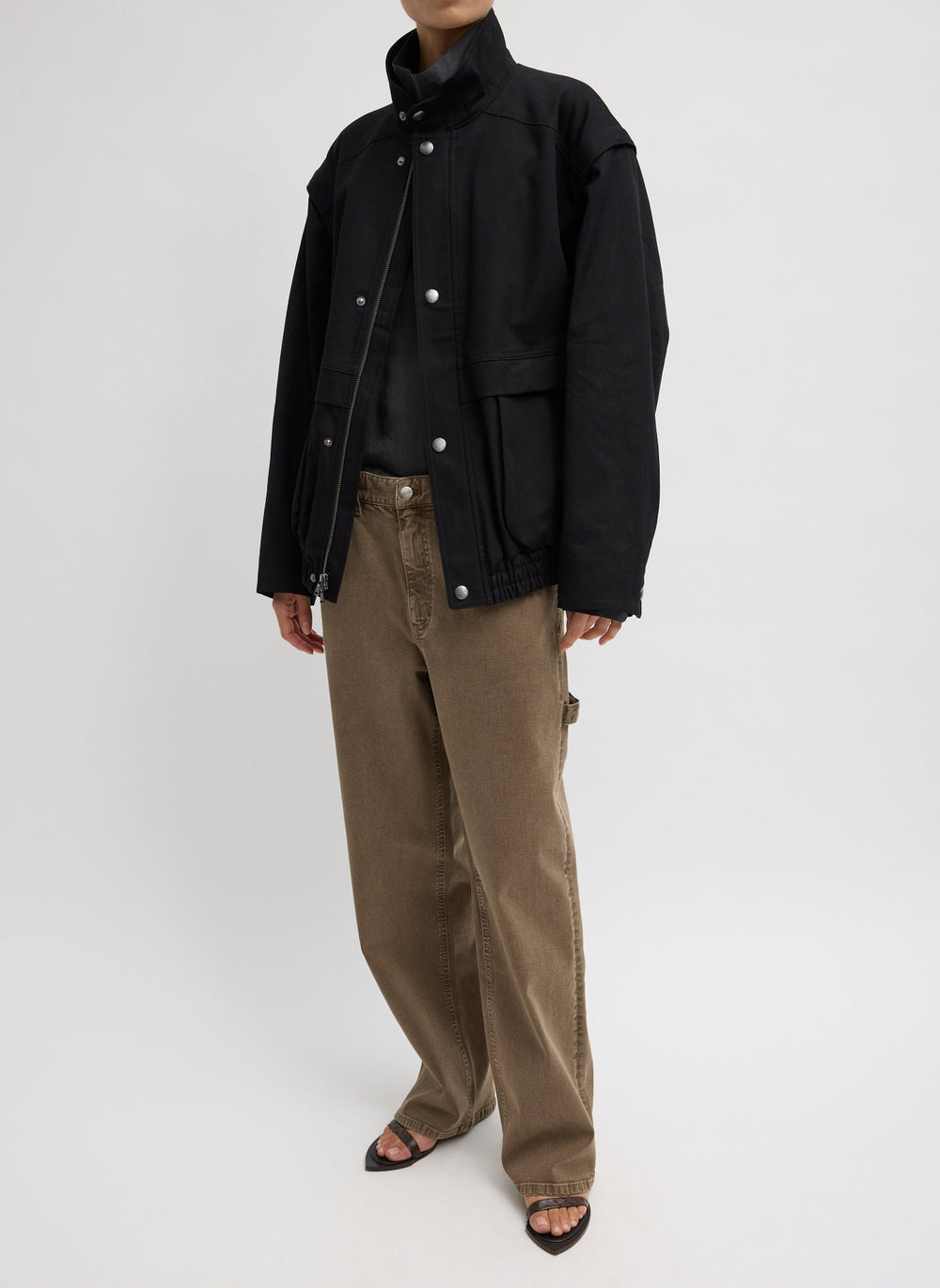 Patchwork Twill Slicker Jacket | Tibi Black