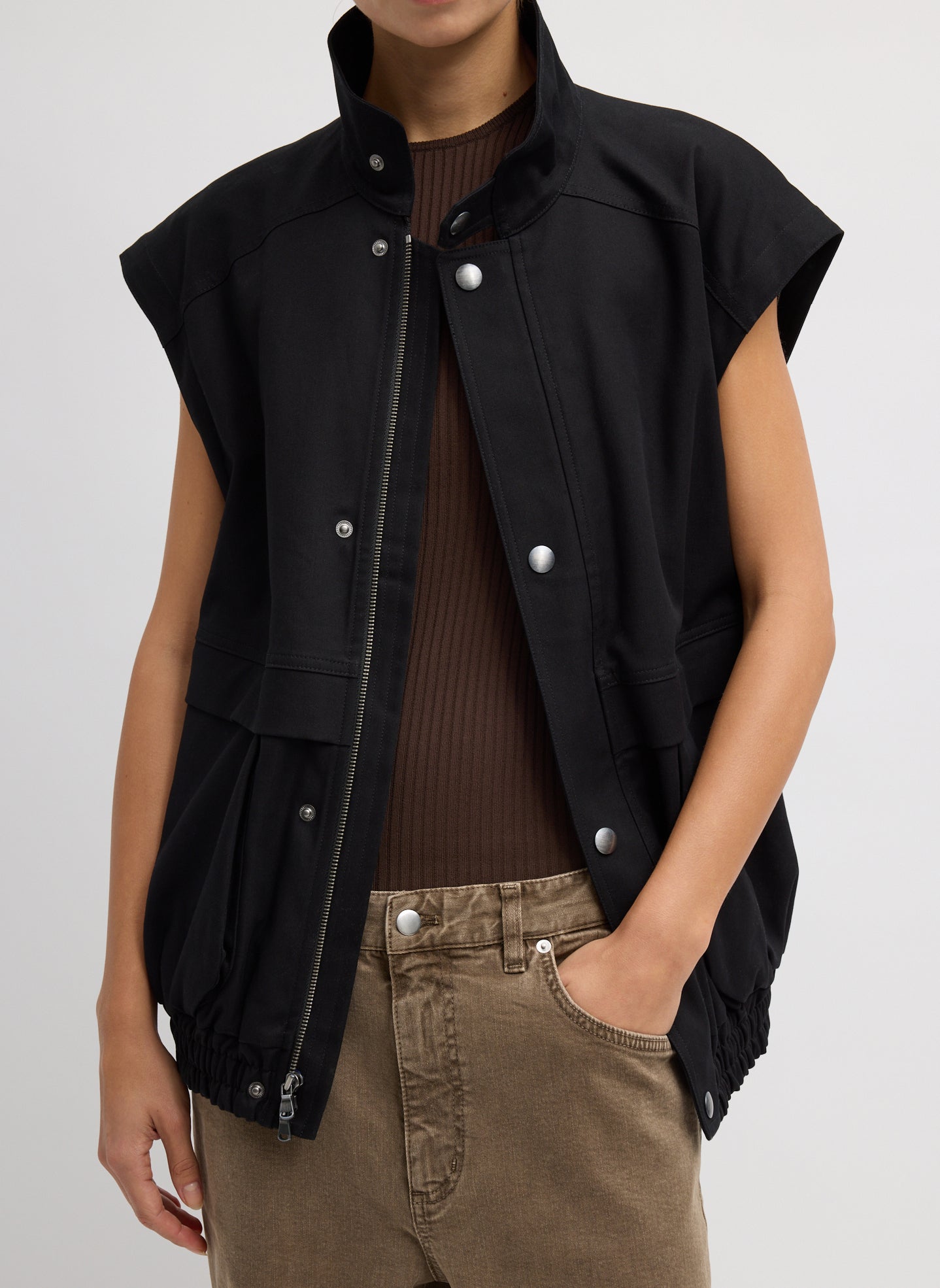 Patchwork Twill Slicker Jacket | Tibi Black
