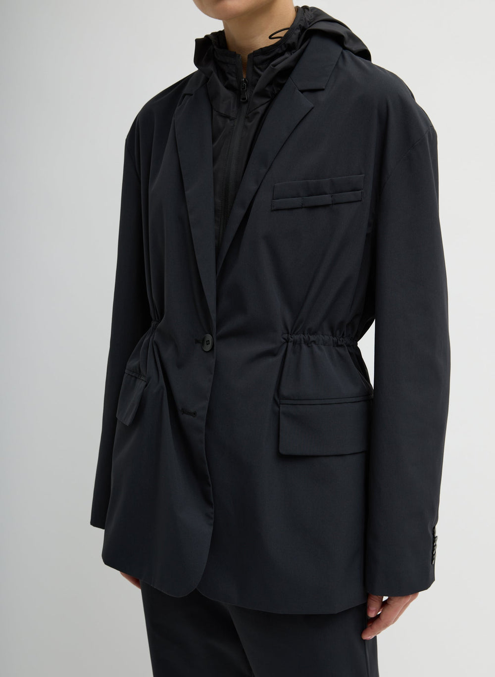 Tech Suiting Anorak Blazer With Zip Off Vest | Tibi Black