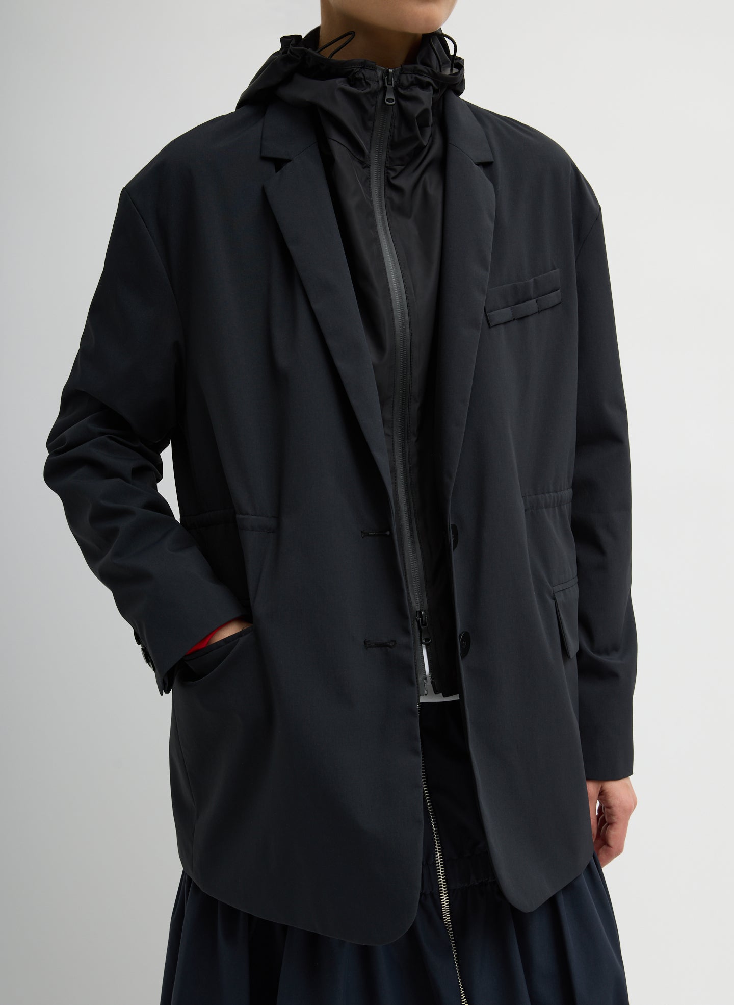 Tech Suiting Anorak Blazer With Zip Off Vest | Tibi Black