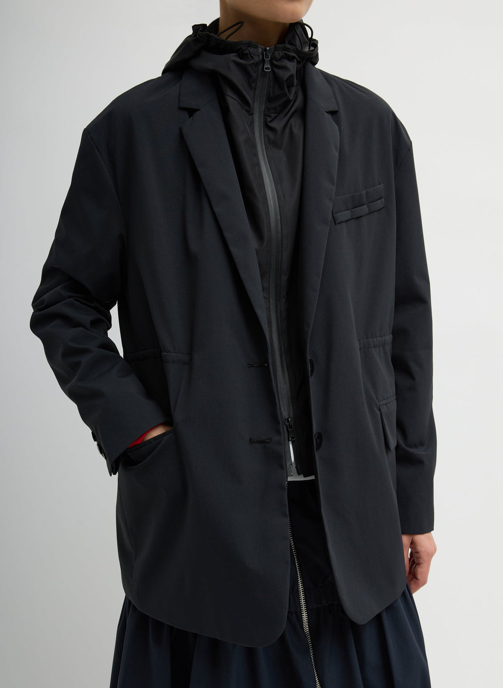 Tech Suiting Anorak Blazer With Zip Off Vest | Tibi Black