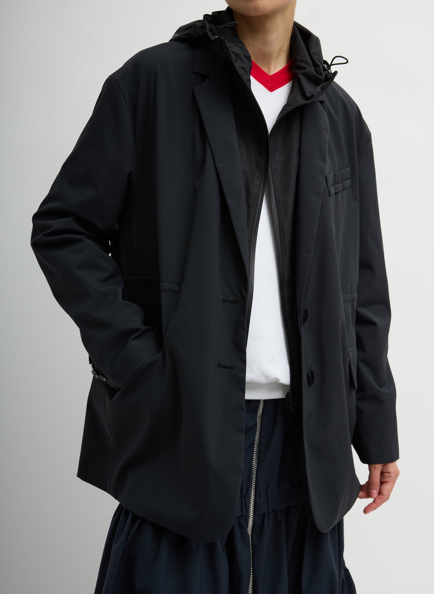 Tech Suiting Anorak Blazer With Zip Off Vest | Tibi Black