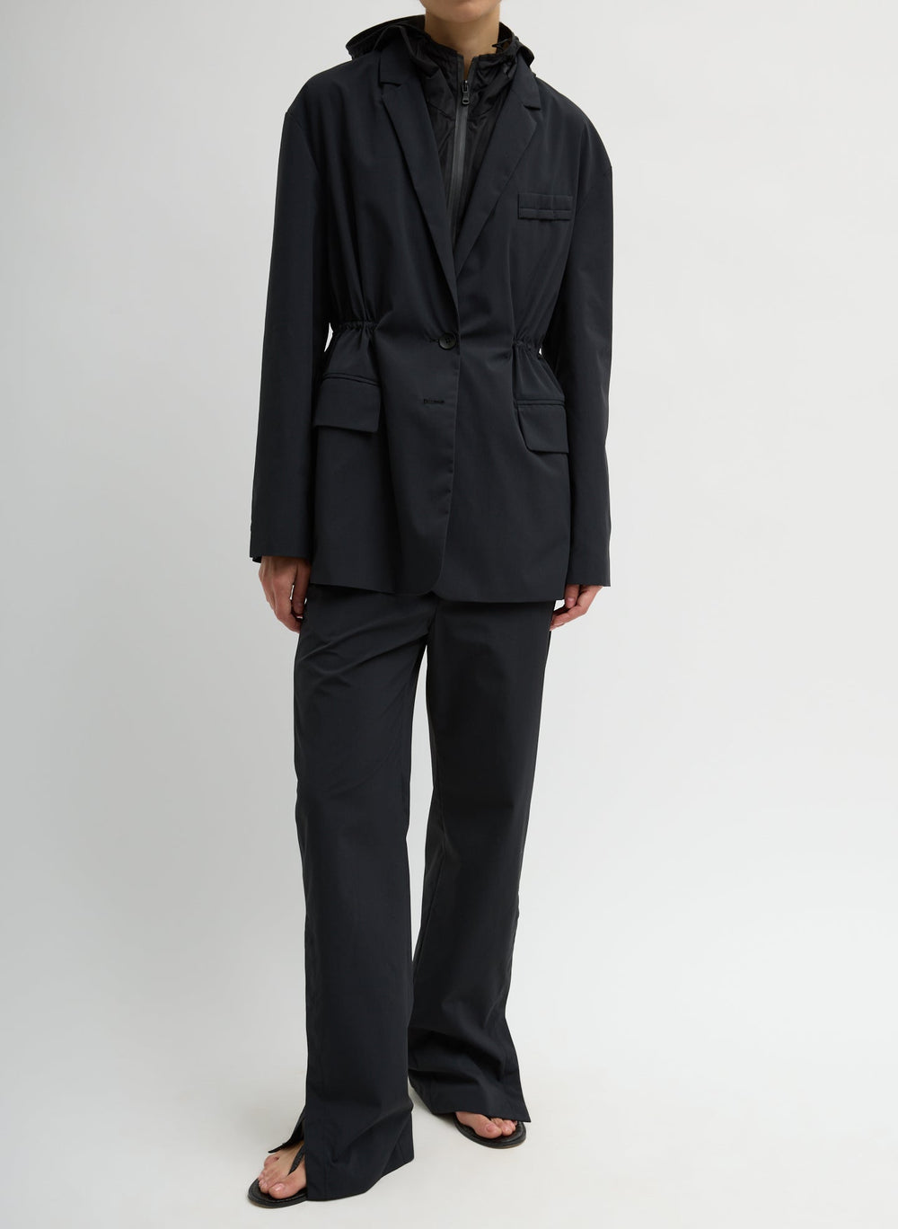 Tech Suiting Anorak Blazer With Zip Off Vest | Tibi Black