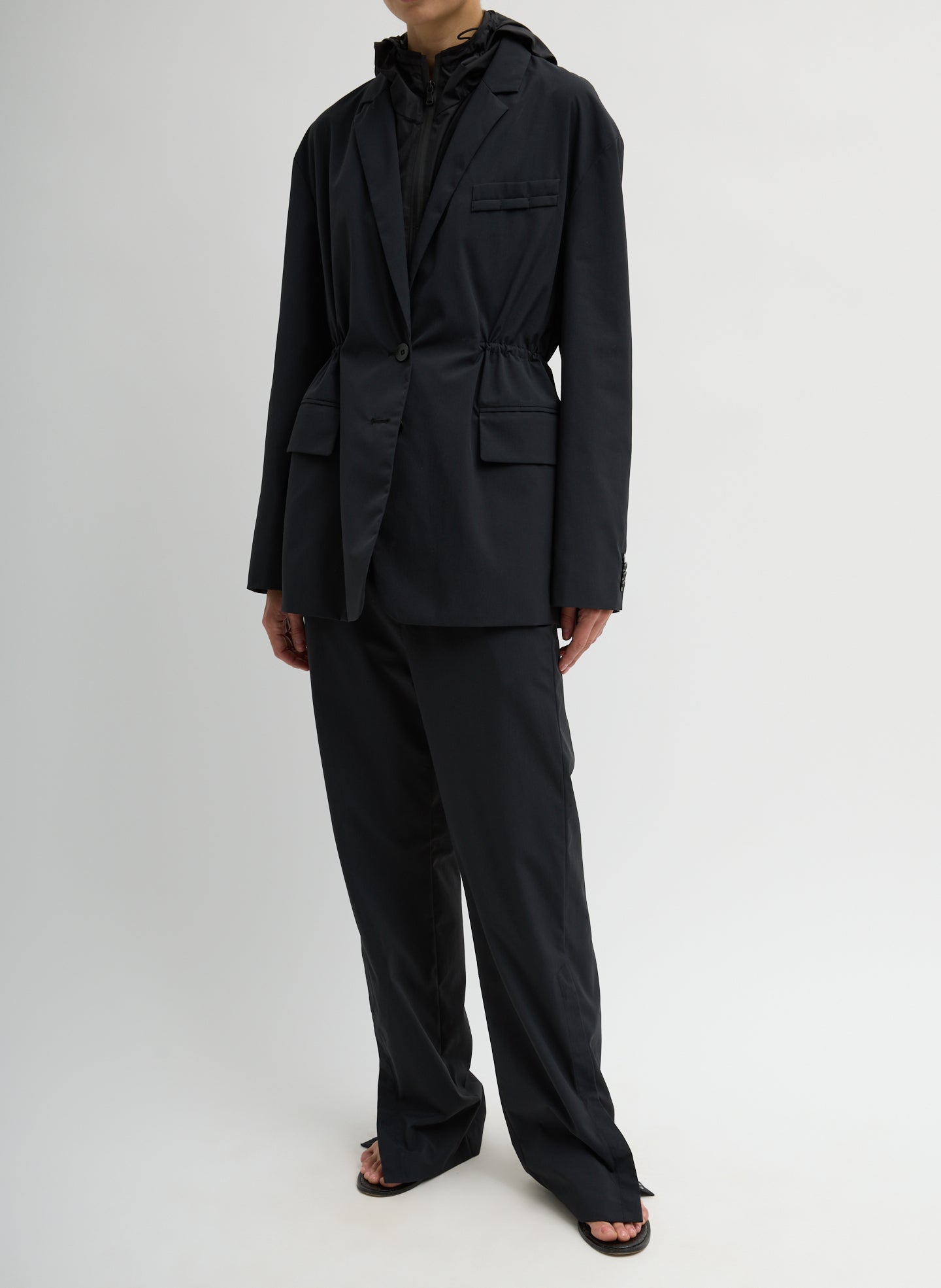 Tech Suiting Anorak Blazer With Zip Off Vest | Tibi Black