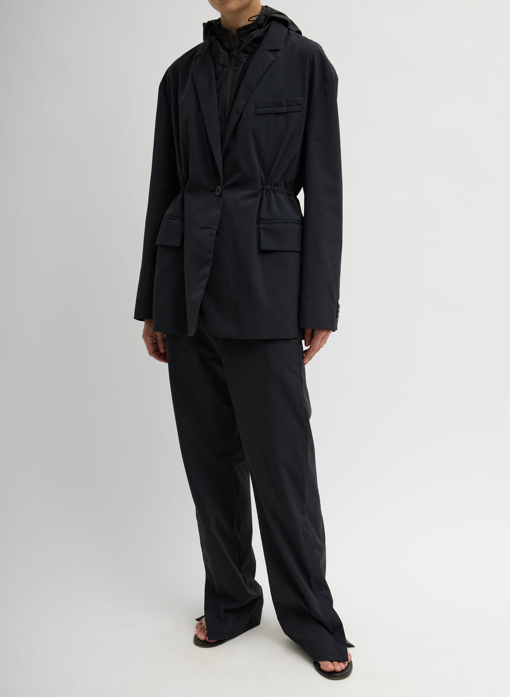 Tech Suiting Anorak Blazer With Zip Off Vest | Tibi Black