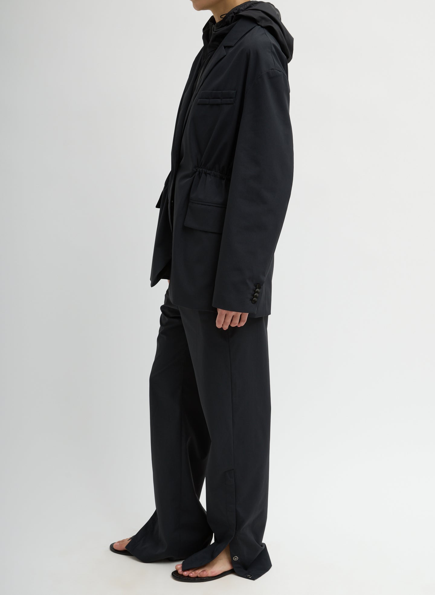 Tech Suiting Anorak Blazer With Zip Off Vest | Tibi Black