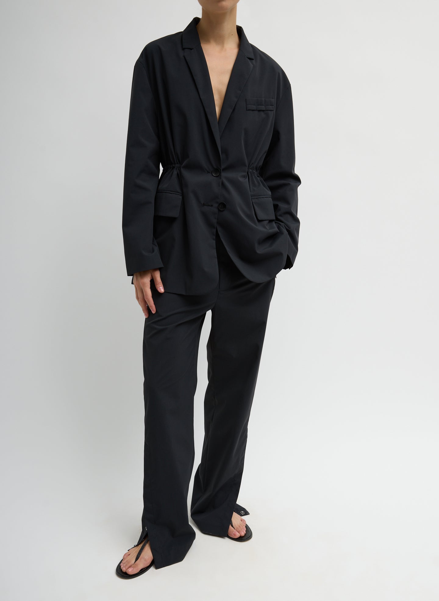 Tech Suiting Anorak Blazer With Zip Off Vest | Tibi Black