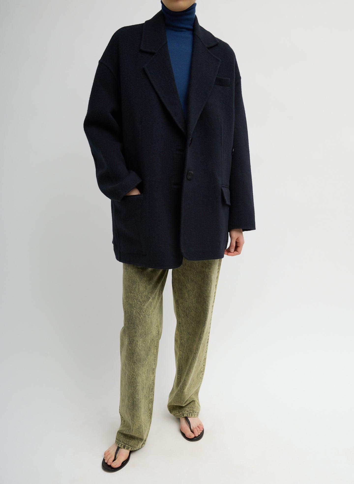 Luxe Double Faced Wool Angora Liam Blazer | Tibi Navy