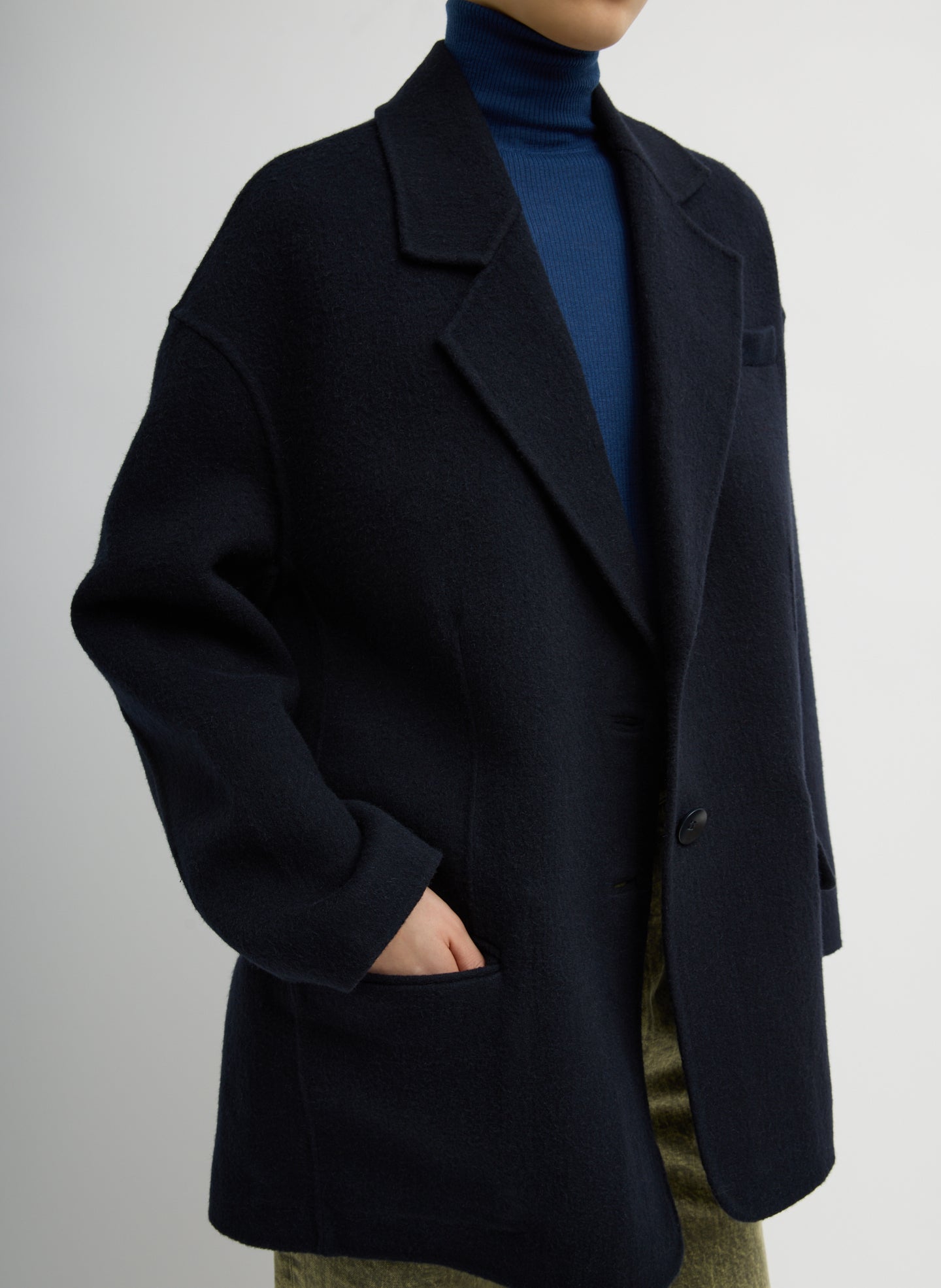 Luxe Double Faced Wool Angora Liam Blazer | Tibi Navy