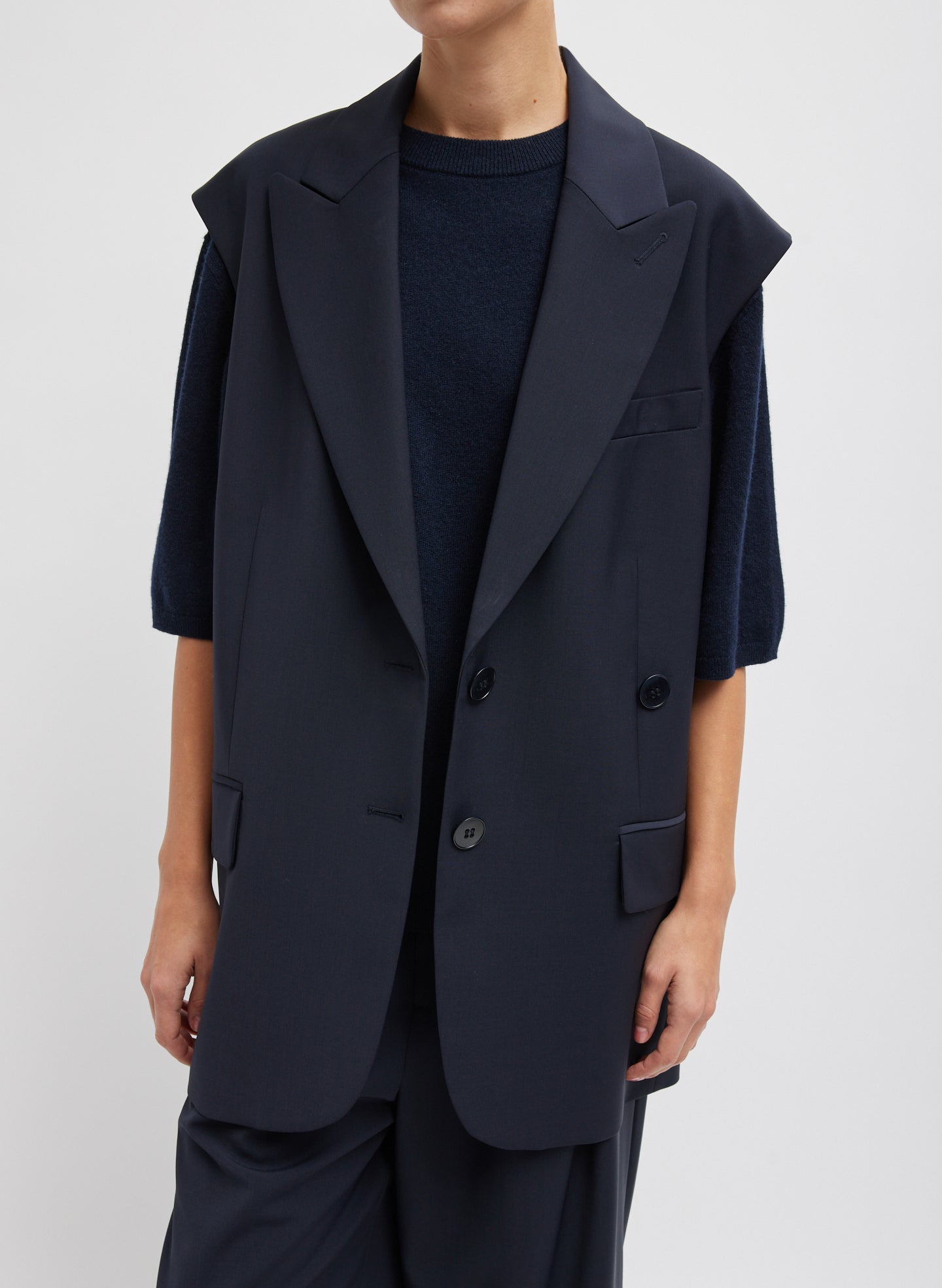 Tropical Wool Liam Vest | Tibi Navy