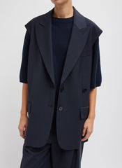 Tropical Wool Liam Vest | Tibi Navy