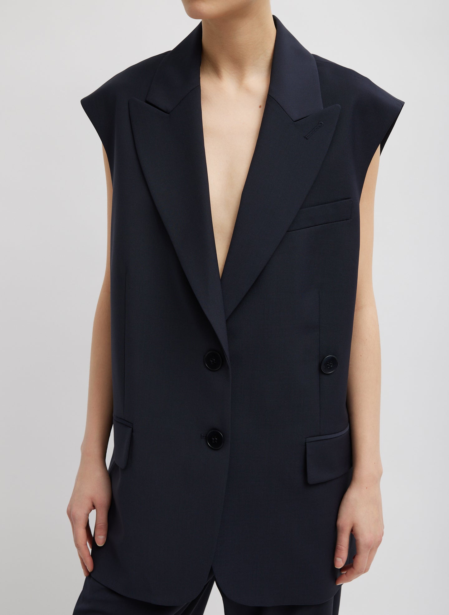 Tropical Wool Liam Vest | Tibi Navy
