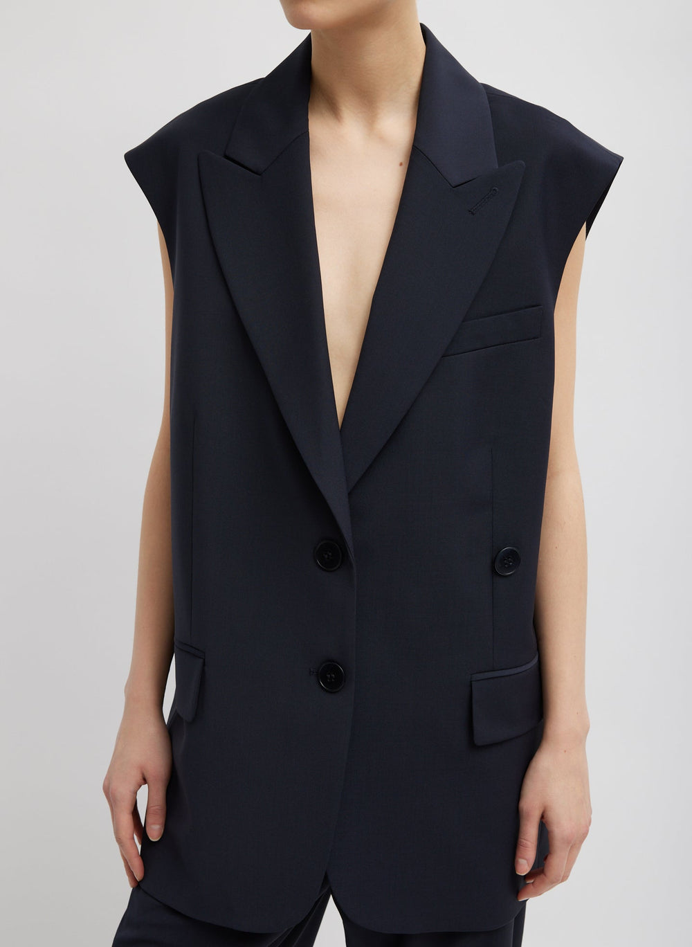 Tropical Wool Liam Vest | Tibi Navy