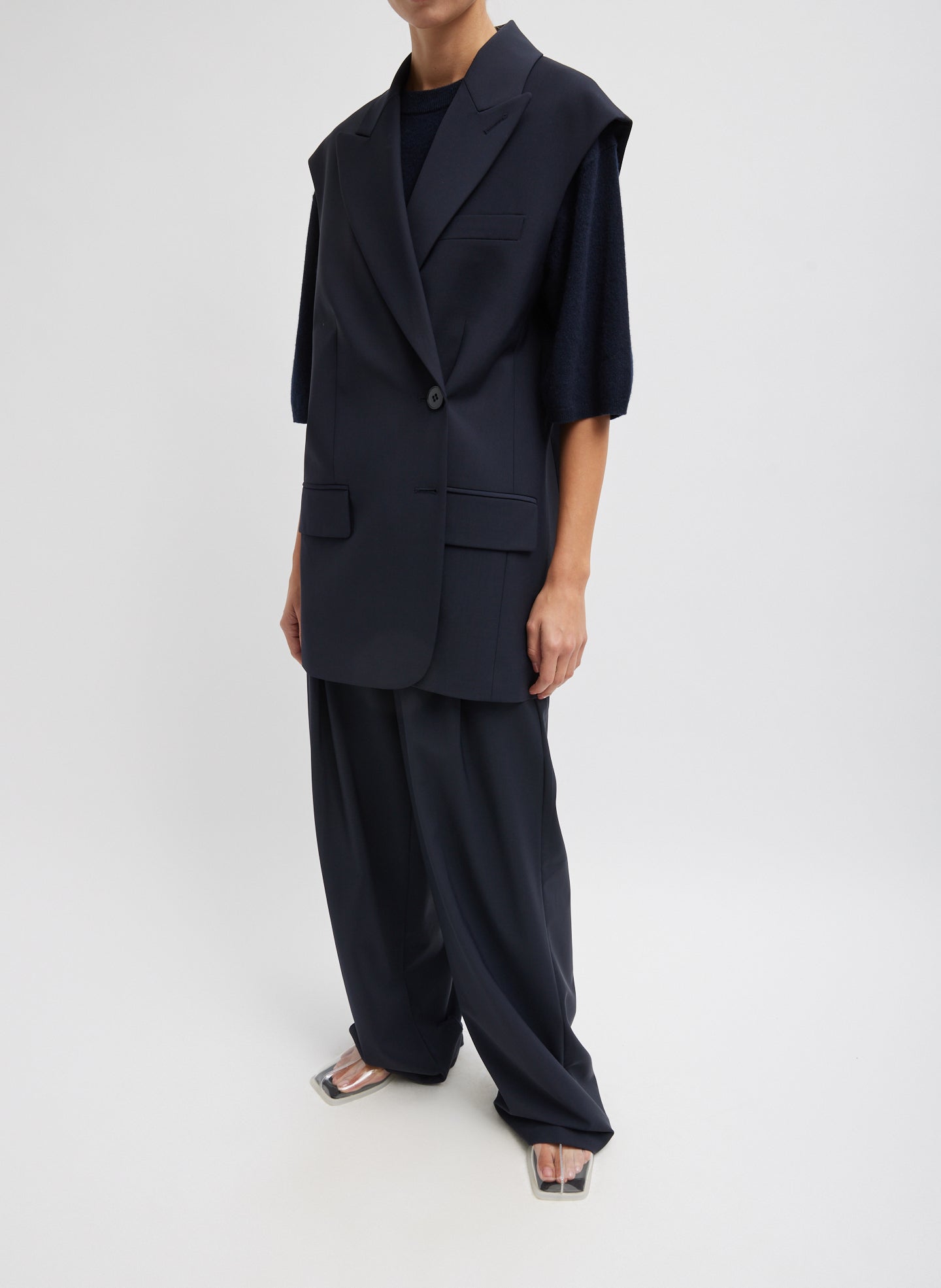 Tropical Wool Liam Vest | Tibi Navy