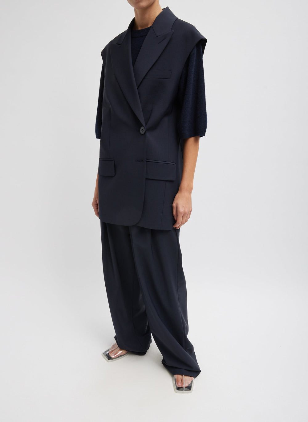 Tropical Wool Liam Vest | Tibi Navy