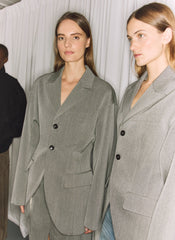 Structured Wool Sculpted Blazer | Tibi Grey Multi