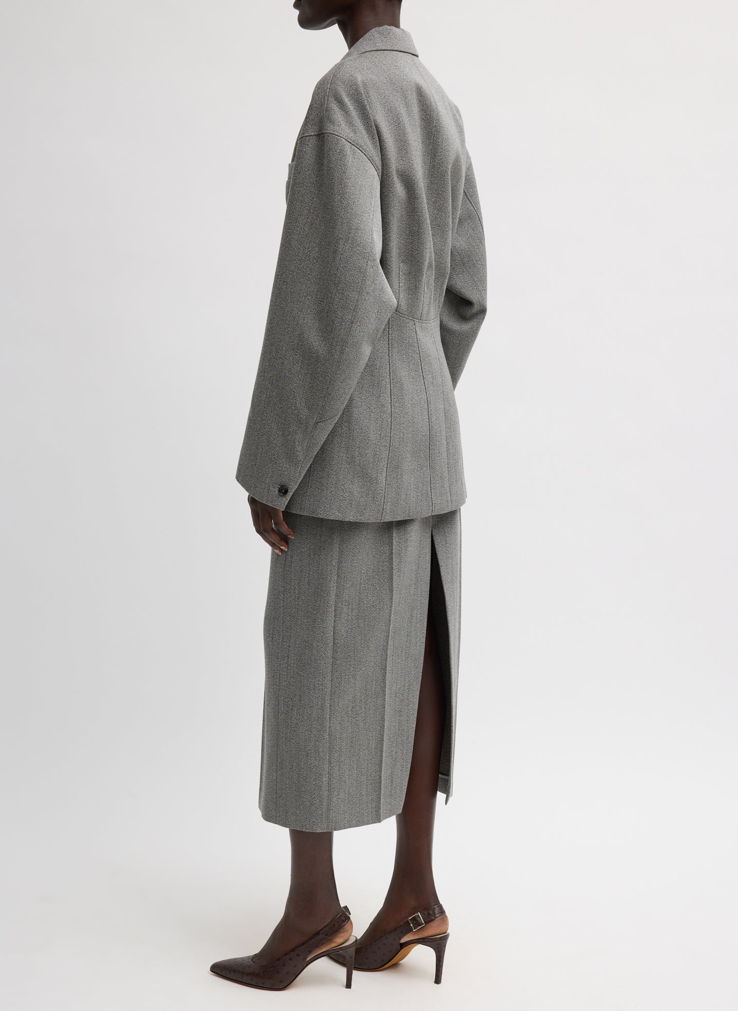 Structured Wool Sculpted Blazer | Tibi Grey Multi