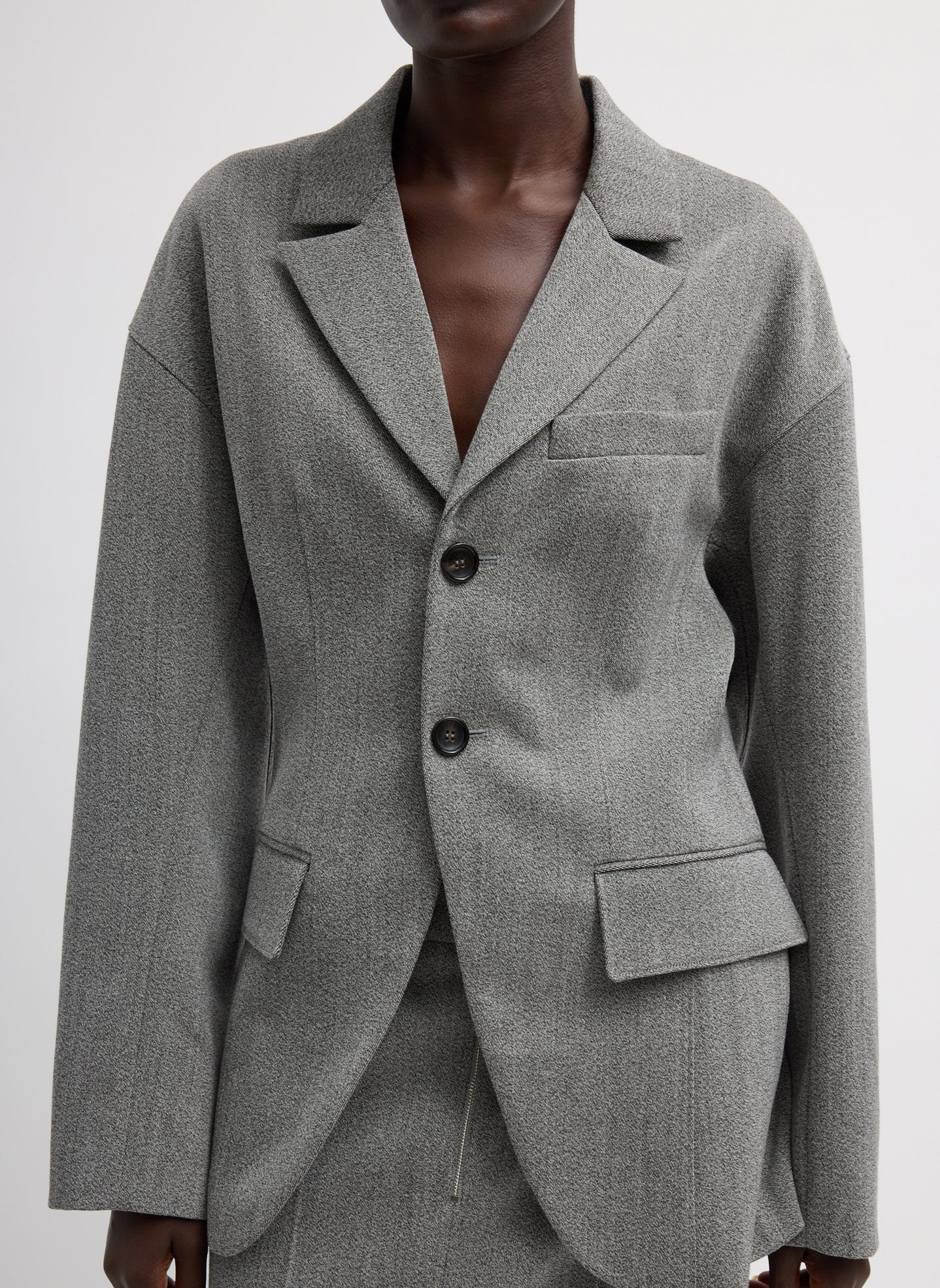 Structured Wool Sculpted Blazer | Tibi Grey Multi