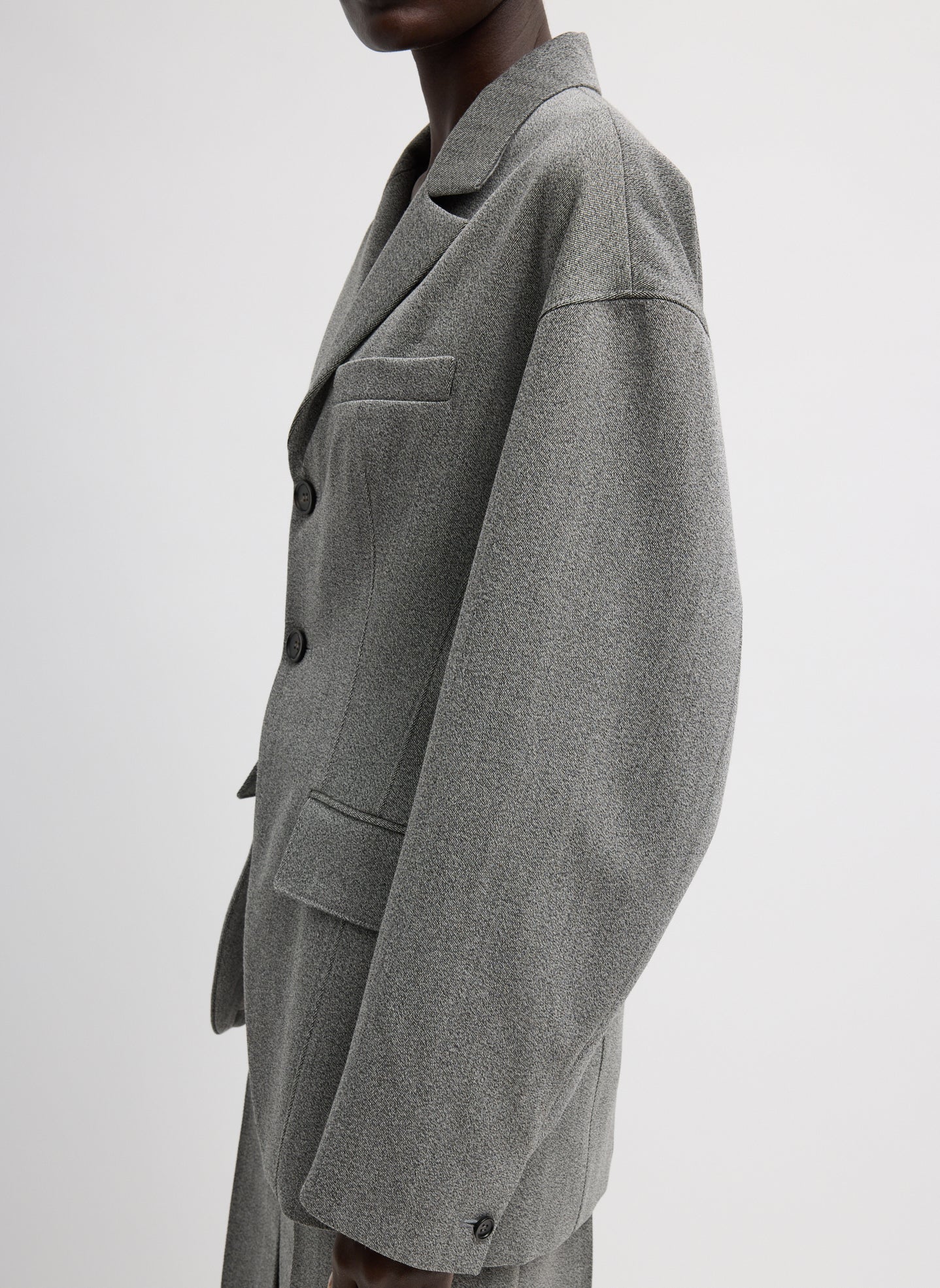 Structured Wool Sculpted Blazer | Tibi Grey Multi