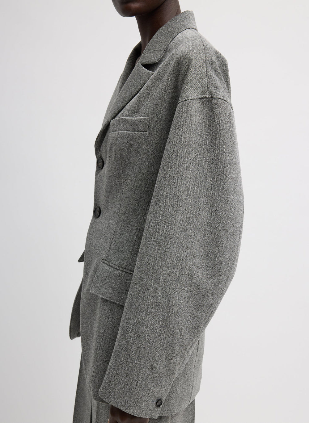 Structured Wool Sculpted Blazer | Tibi Grey Multi