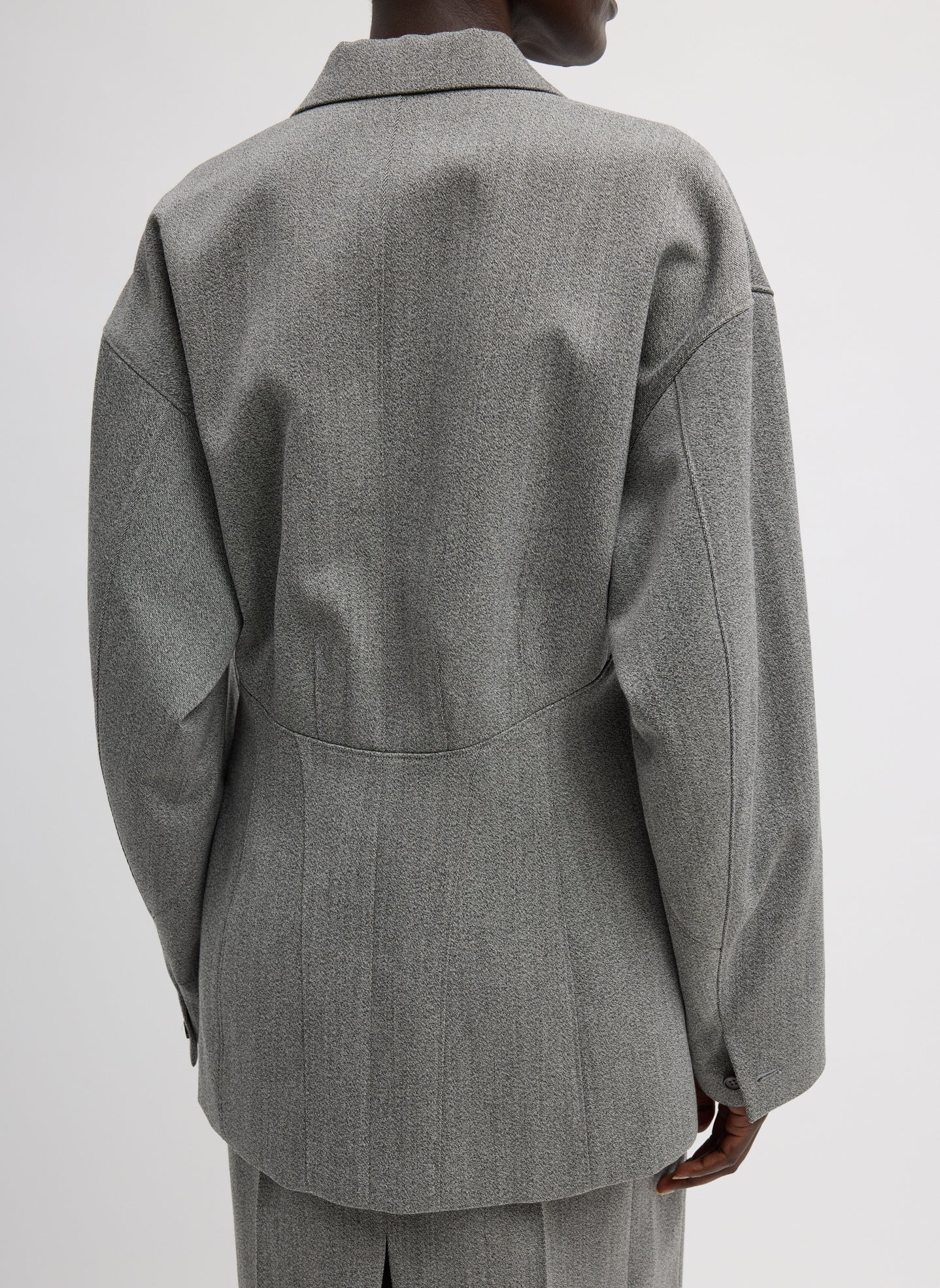 Structured Wool Sculpted Blazer | Tibi Grey Multi