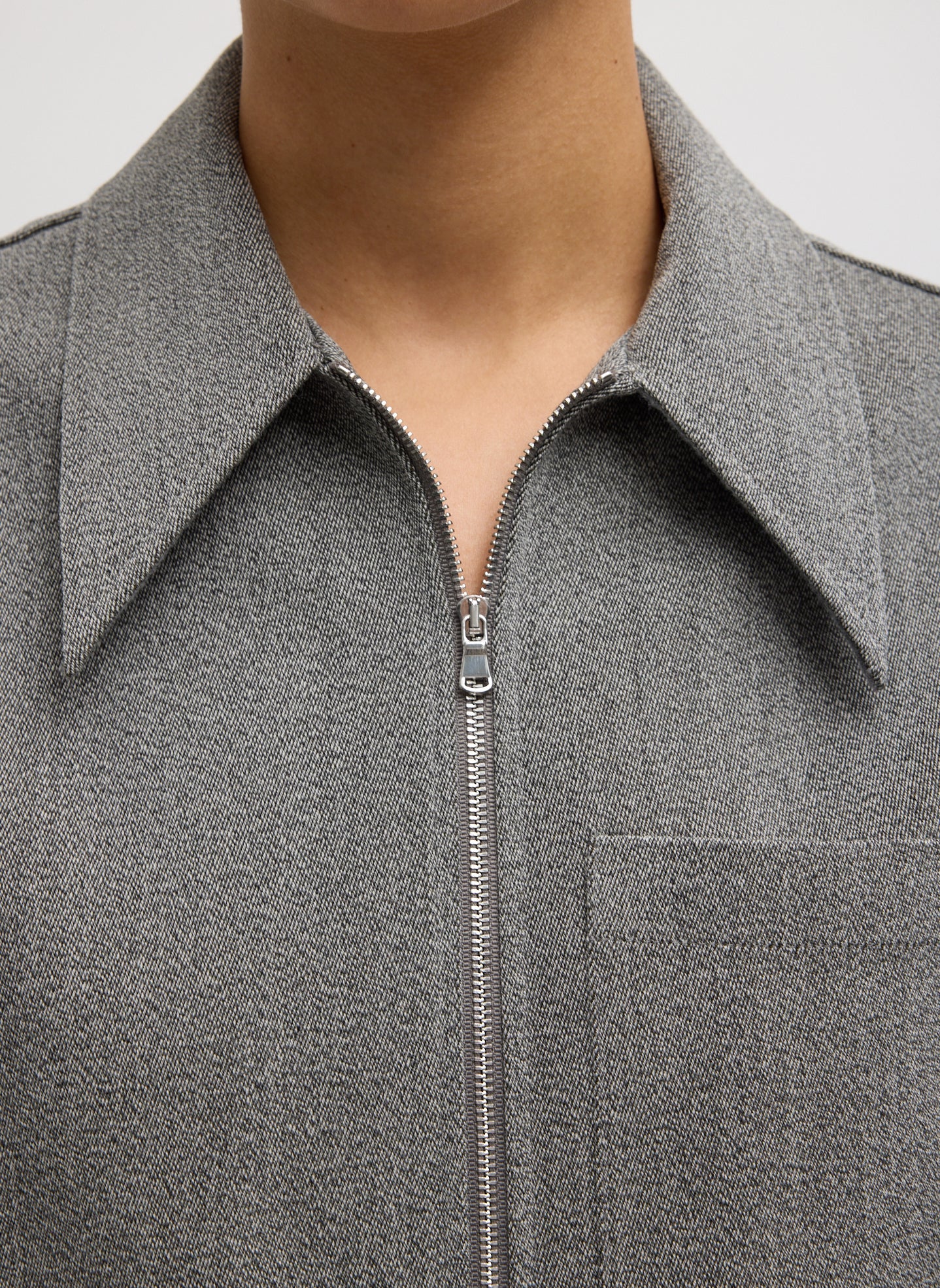 Structured Wool Zipper Jacket | Tibi Grey Multi